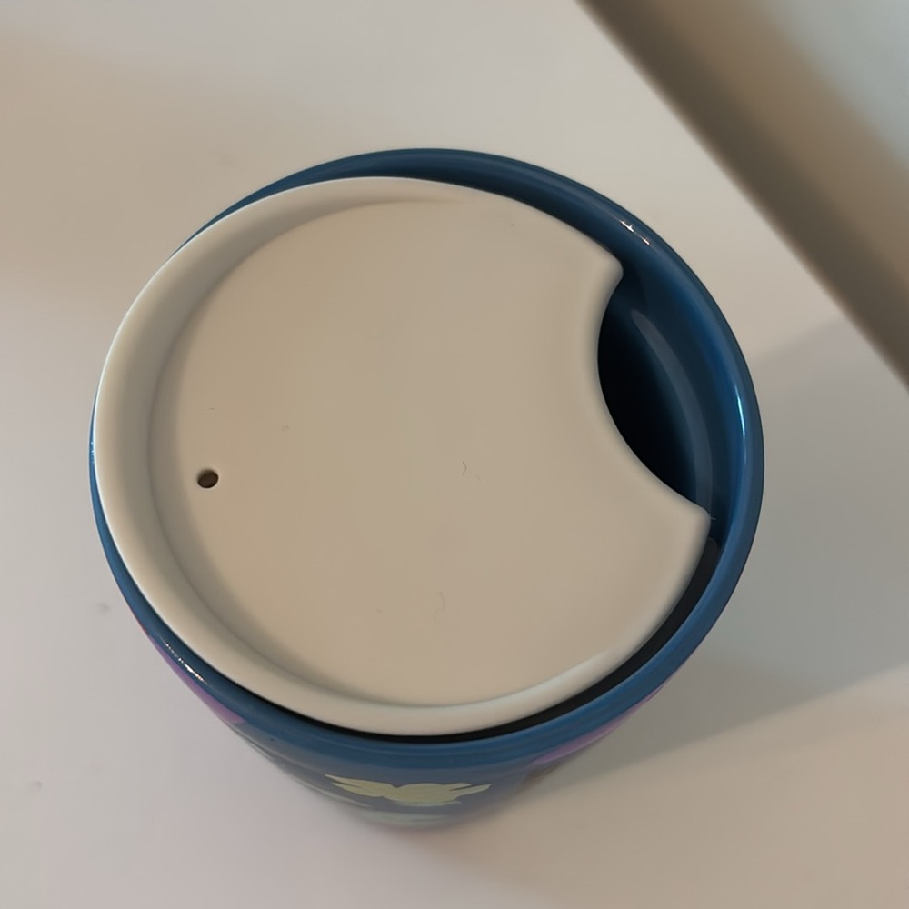 Starbucks 2022 Blue Spring Floral Matte Ceramic Tumbler 12oz with lid - Picture 7 of 10